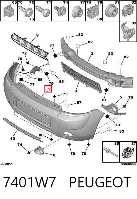 Zderzak przedni Peugeot Partner I minivan (5F) (1996 - 2008) cena, od 155,87 USD