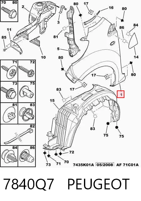 Błotnik przedni lewy do Citroen C1 I PM, PN