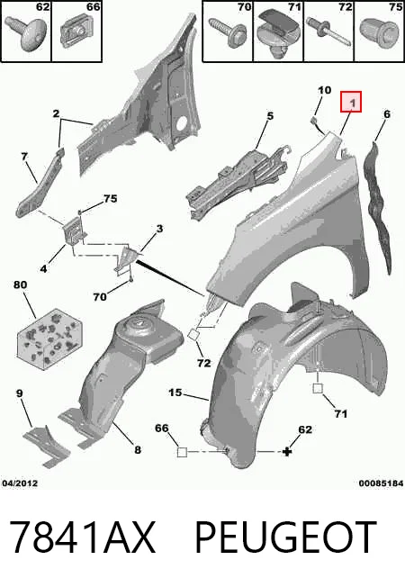 Błotnik przedni prawy Citroen C4 II hatchback (B7) (2010 - 2026) cena, od 140,28 USD