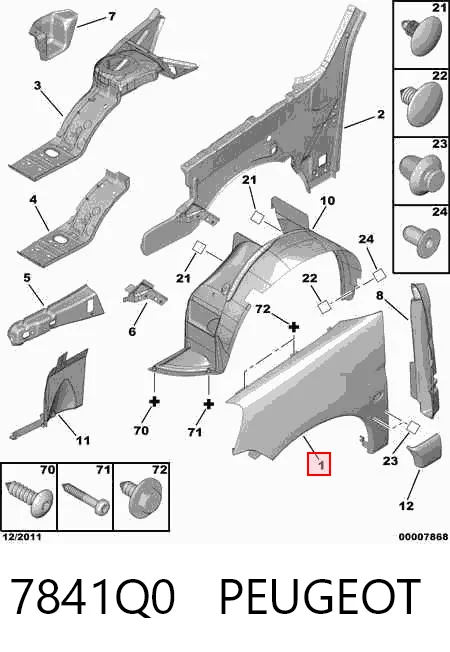 Błotnik przedni prawy Citroen Berlingo awangarda (M) (1996 - 2008) cena, od 75,43 USD