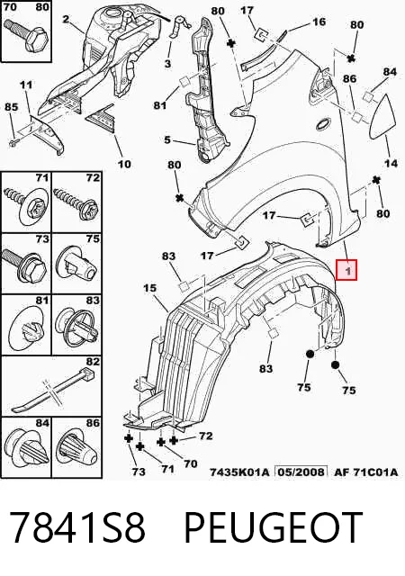 Błotnik przedni prawy do Citroen C1 I PM, PN