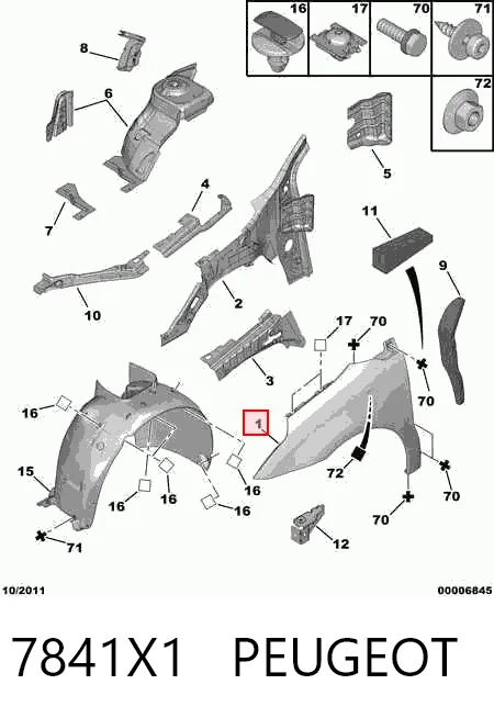 Błotnik przedni prawy Citroen C4 I hatchback (LC) (2004 - 2010) cena, od 61,54 USD