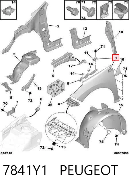 Do koszyka Błotnik przedni prawy Peugeot 308 I 4A, 4C