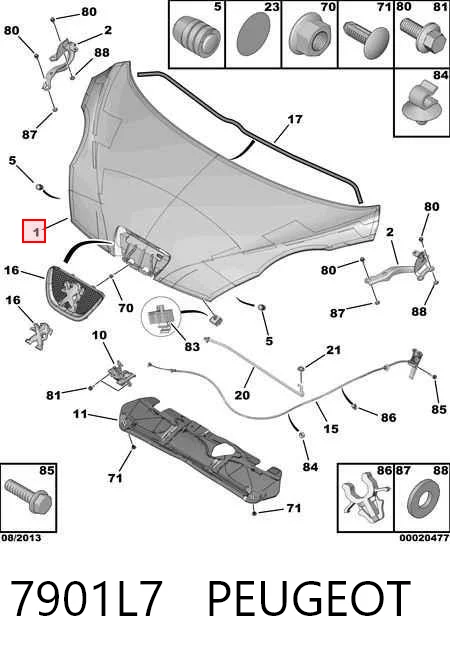Maska silnika Peugeot 107 hatchback (2005 - 2016) cena, od 213,54 USD