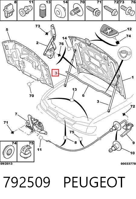 Amortyzator maski Peugeot 306 hatchback (7A) (1993 - 2001) cena, od 18,50 USD