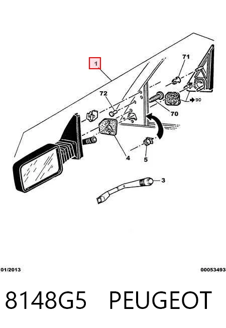 Lusterko wsteczne lewe Peugeot 309 I hatchback (10C, 10A) (1985 - 1989) cena, od 41,06 USD