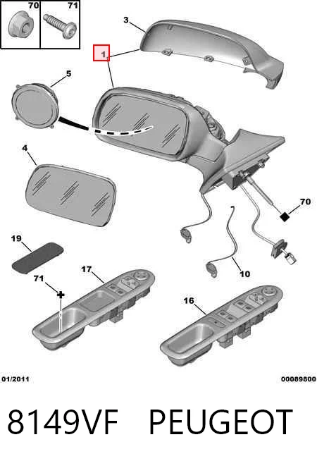 Lusterko wsteczne lewe General Motors 8149VF