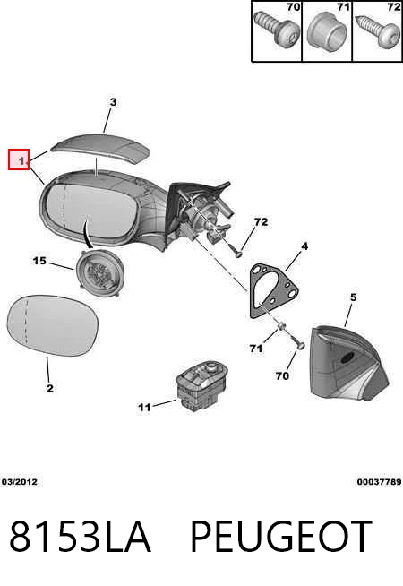 Lusterko wsteczne lewe Peugeot 206 kabriolet (2D) (2000 - 2007) cena, od 62,89 USD