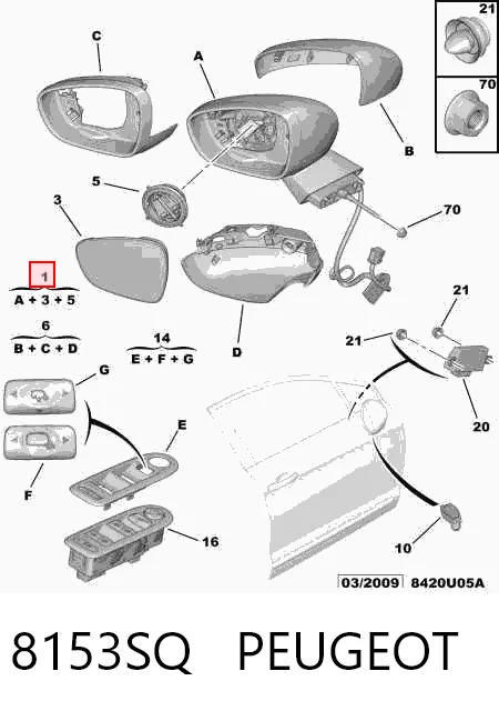 Do koszyka Lusterko wsteczne lewe Citroen C5  III  RW