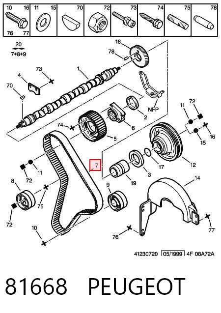 81668 Peugeot/Citroen Pasek rozrządu