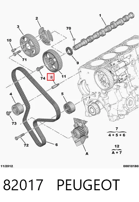 82017 Peugeot/Citroen Oś rolki napinacza paska napędowego