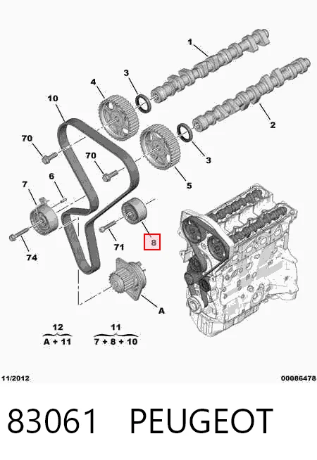 83061 Peugeot/Citroen Rolka prowadząca kierunkowa paska rozrządu