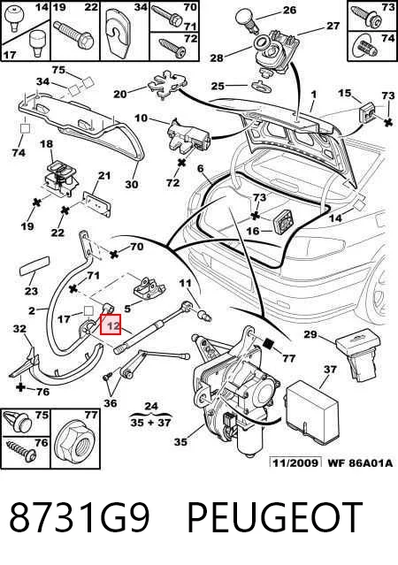  Amortyzator klapy bagażnika (3/5 drzwi-tylnych) Peugeot 607 