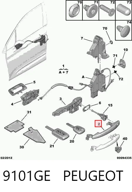 9101GE Peugeot/Citroen Klamka drzwi przednich zewnętrzna lewa
