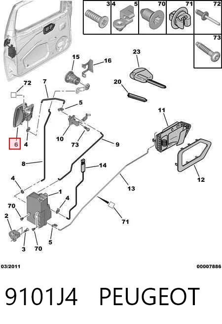 9101J4 Peugeot/Citroen Klamka drzwi przednich zewnętrzna lewa