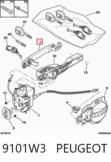 9101W3 Peugeot/Citroen Klamka drzwi przednich zewnętrzna lewa