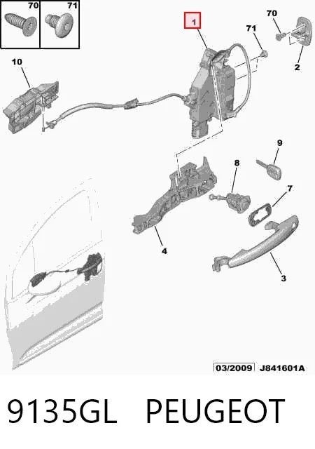 Zamek drzwi przednich lewych do Citroen C3 II A51