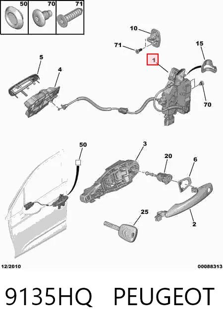 Do koszyka Zamek drzwi przednich lewych Citroen C4 II B7
