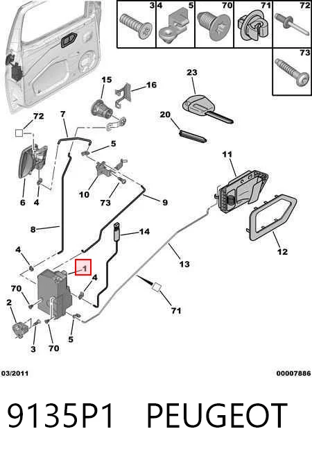 9135P1 Peugeot/Citroen Zamek drzwi przednich lewych