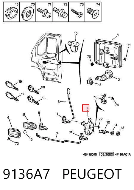 Do koszyka Zamek drzwi przednich prawych Fiat Ducato II 230