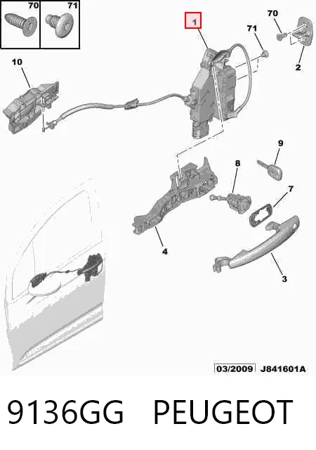 Zamek drzwi przednich prawych Citroen C3 II hatchback (A51) (2009 - 2016) cena, od 44,48 USD