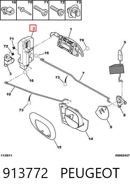 Zamek drzwi tylnych lewych do Peugeot 206  2A/C