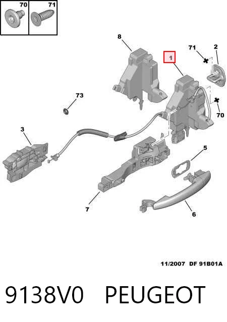 Zamek drzwi tylnych prawych do Peugeot 407 SW 6E