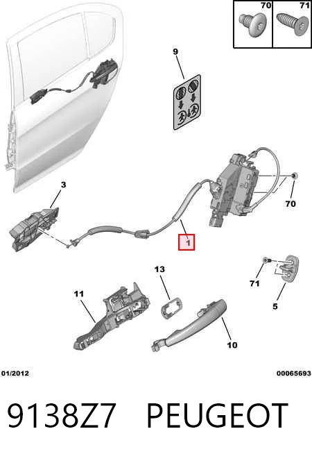 Zamek drzwi tylnych prawych Peugeot 308 I hatchback (4A, 4C) (2007 - 2014) cena, od 49,67 USD