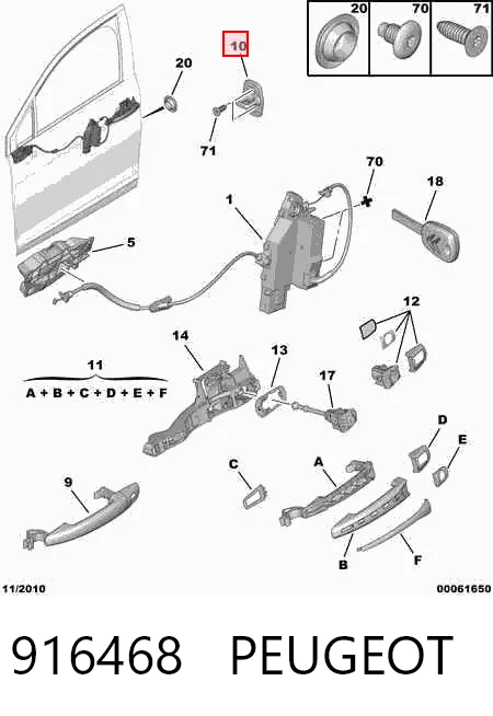916468 Peugeot/Citroen Zaczep zamka drzwi przednich