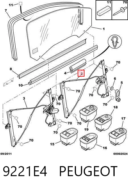 Do koszyka Mechanizm podnoszenia szyby drzwi przednich prawych Peugeot 206  2A/C