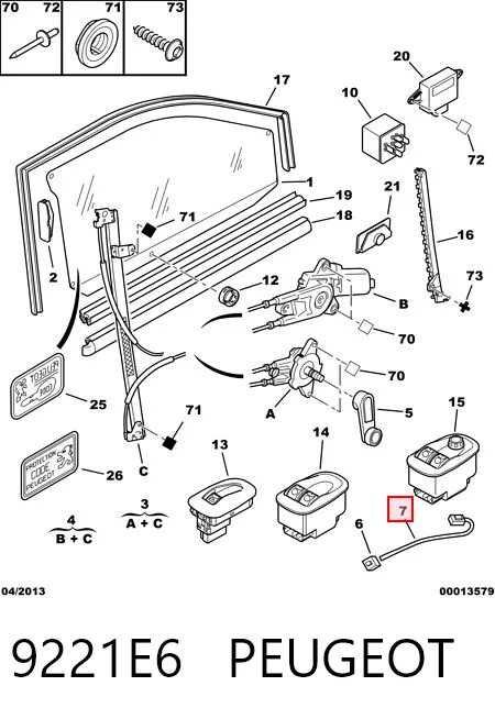  Mechanizm podnoszenia szyby drzwi przednich prawych Peugeot 206 
