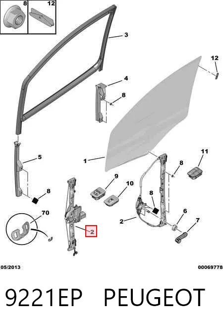 Mechanizm podnoszenia szyby drzwi przednich lewych Citroen Nemo awangarda (2009 - 2026) cena, od 72,87 USD