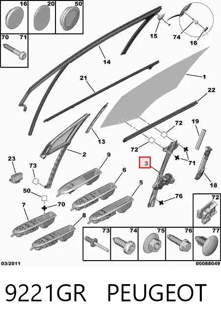  Mechanizm podnoszenia szyby drzwi przednich lewych Citroen C4 2