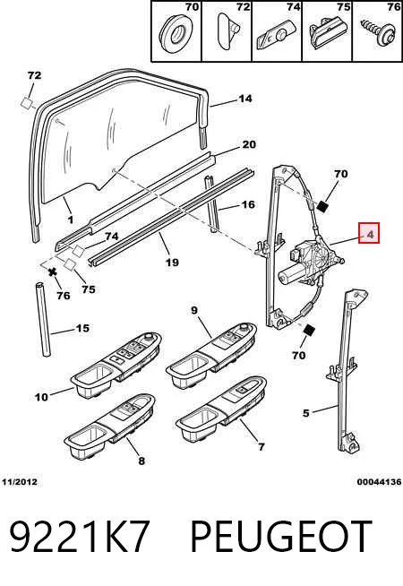 Do koszyka Mechanizm podnoszenia szyby drzwi przednich lewych Peugeot 406  8E, F