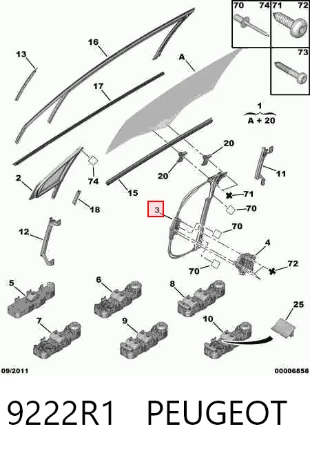  Mechanizm podnoszenia szyby drzwi przednich prawych Citroen C4 1