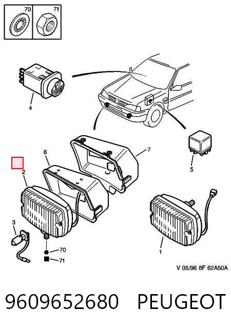 Lampa przeciwmgielna lewa/prawa do Peugeot 306  7A
