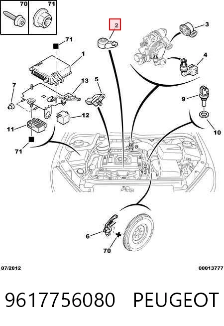 9617756080 Peugeot/Citroen Czujnik stukowy (czujnik spalania stukowego)