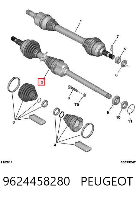 Półoś napędowa przednia prawa do Peugeot 607  9D, 9U