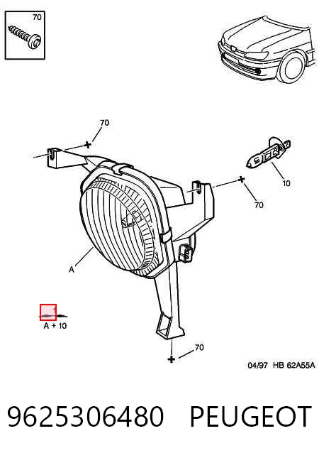 Do koszyka Lampa przeciwmgielna lewa Peugeot 306  7A