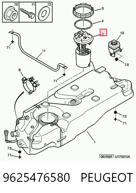 9625476580 Peugeot/Citroen Moduł pompy paliwowej z czujnikiem poziomu paliwa