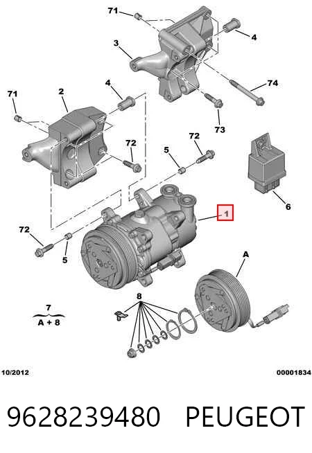 9628239480 Peugeot/Citroen Sprężarka klimatyzacji