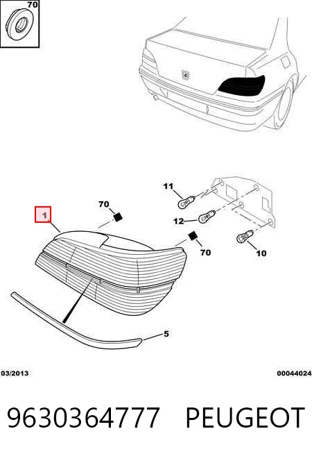 Lampa zespolona tylna prawa Peugeot 406 sedana (8B) (1995 - 2004) cena, od 49,67 USD