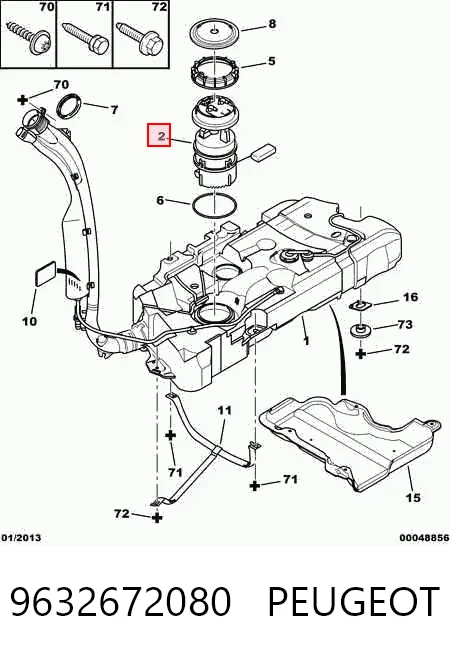 9632672080 Peugeot/Citroen Moduł pompy paliwowej z czujnikiem poziomu paliwa