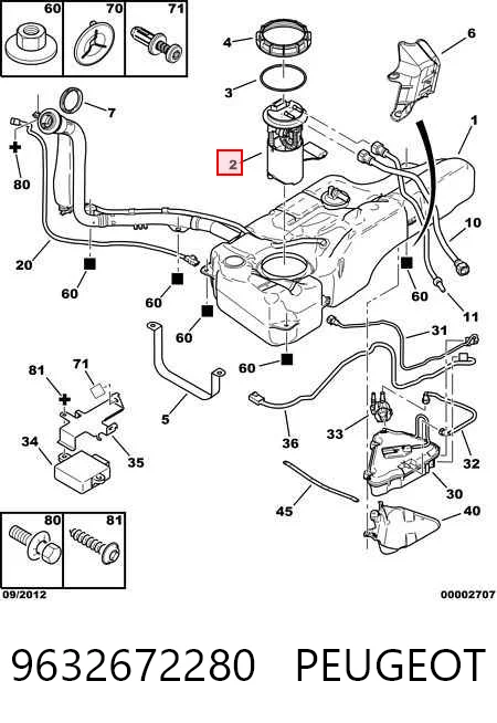 9632672280 Peugeot/Citroen Moduł pompy paliwowej z czujnikiem poziomu paliwa