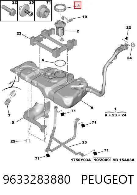 9633283880 Peugeot/Citroen Pokrywa pompy paliwowej
