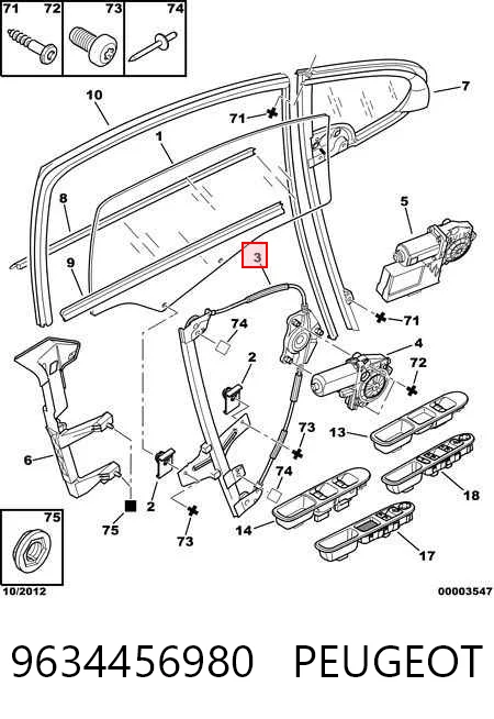  Mechanizm podnoszenia szyby drzwi przednich lewych Peugeot 307 