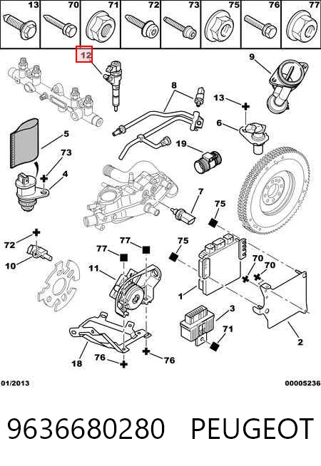 9636680280 Peugeot/Citroen Wtryskiwacz paliwa