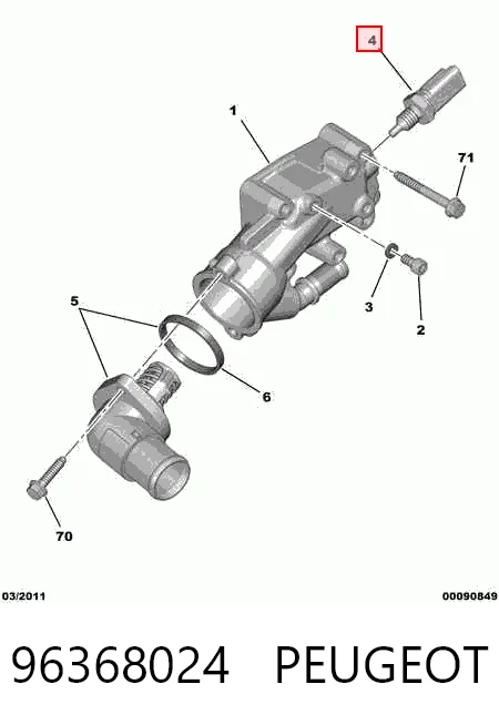 96368024 Peugeot/Citroen Czujnik temperatury płynu chłodzącego