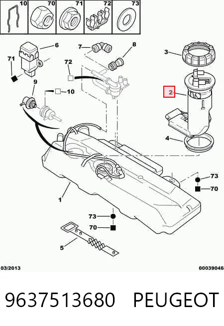 9637513680 Peugeot/Citroen Moduł pompy paliwowej z czujnikiem poziomu paliwa
