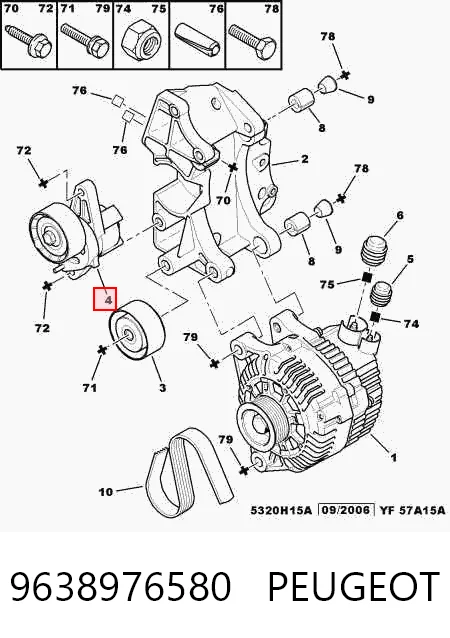 9638976580 Peugeot/Citroen Napinacz paska napędowego